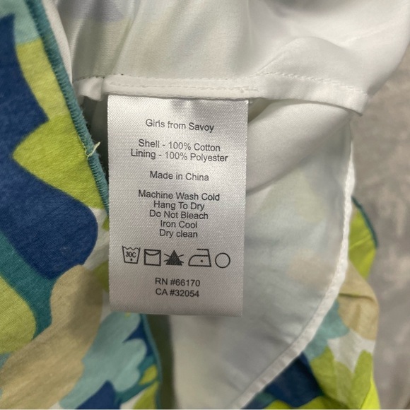 GIRLS FROM SAVOY Anthropologie Blue Teal Green Floral Pleated Dress size 6 - Picture 6 of 9